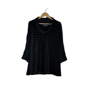 Soft Surroundings Meri Velvet Striped Blouse Womens Size L Whimsigoth Boho Top